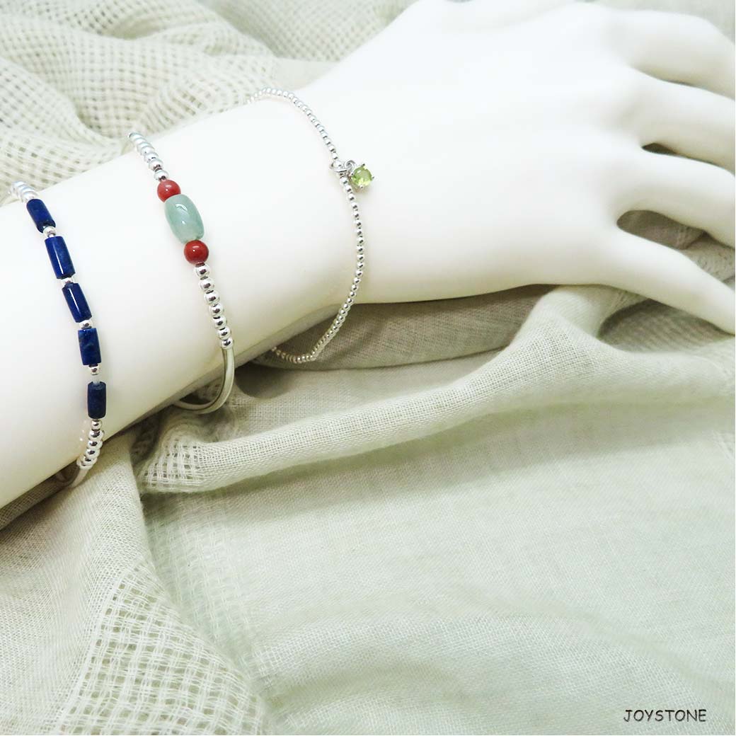 3mm Silver Tube Beaded Lazurite Stretch 