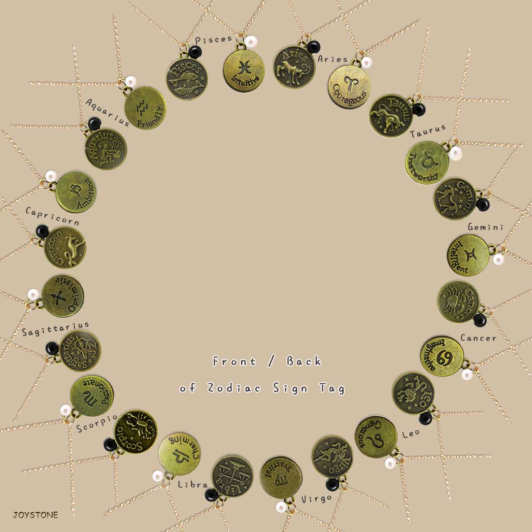 Zodiac Couple Necklace Obsidian Pearl 
