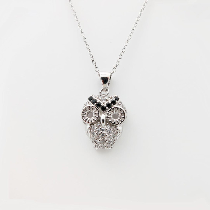 Cute Owl Heart Shape Charm Pendant - 14k Yellow Gold Over Sterling Silver Jewelry Gift